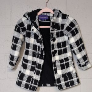Madden Girl Checkered Kids Pea Coat Size 6